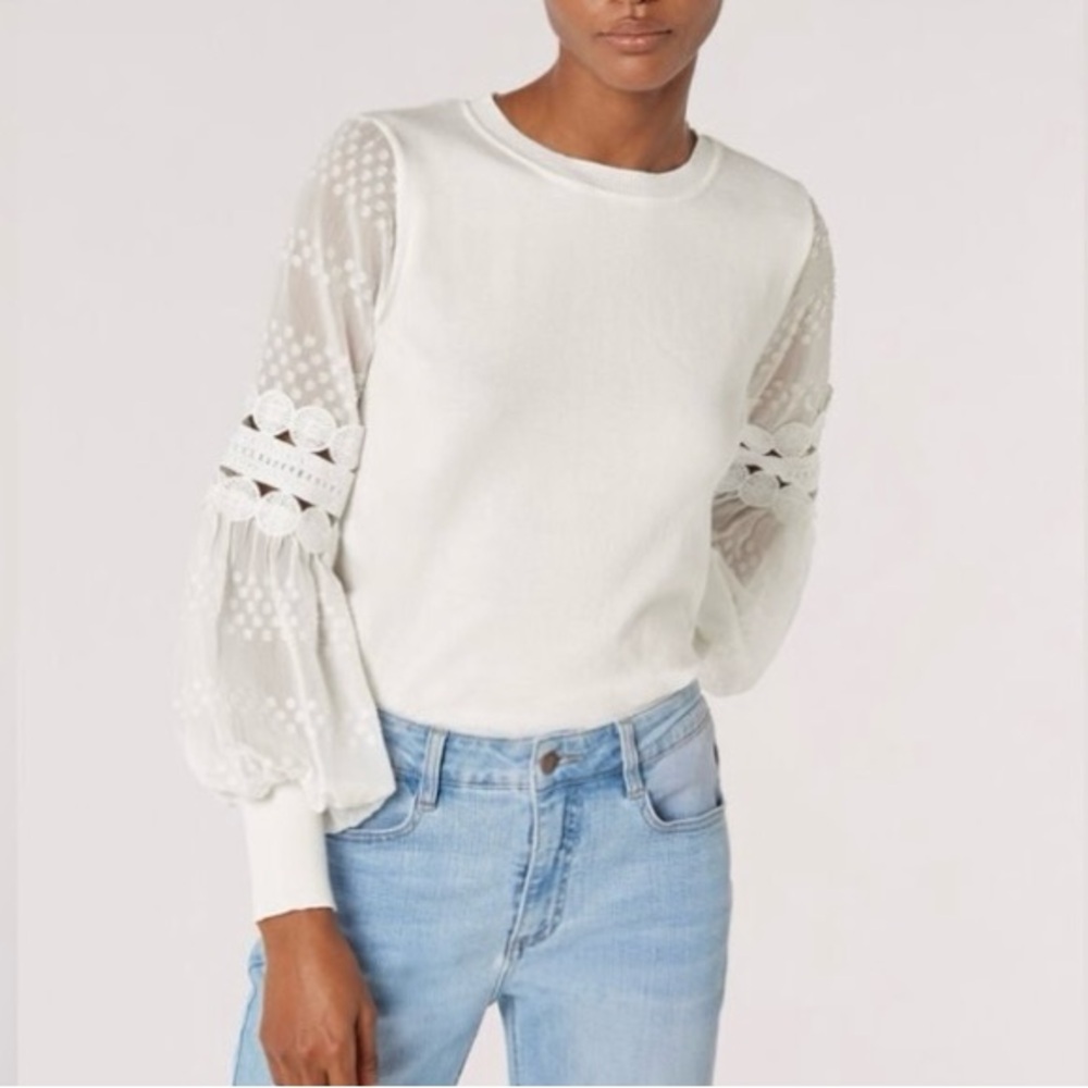 NWOT Sioni Long Sleeve Mix Media Top